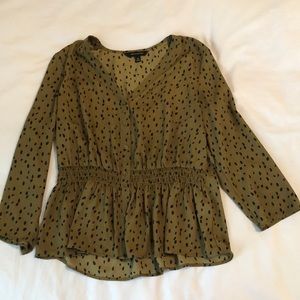Olive & Black Peplum Blouse